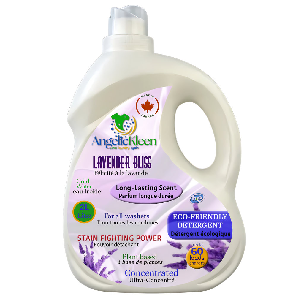 AngelicKleen Lavender Bliss plant-based HE laundry detergent bottle 2L with lavender scent for sensitive skin