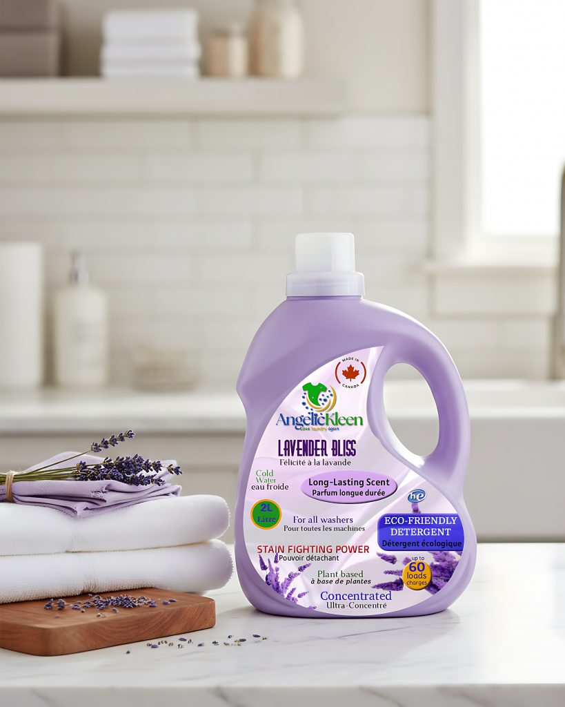 AngelicKleen Lavender Bliss plant-based HE laundry detergent bottle 2L with lavender scent for sensitive skin