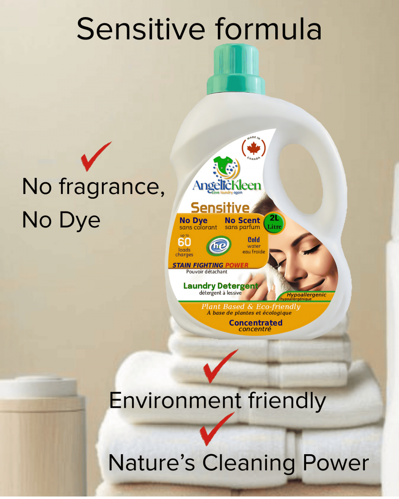 AngelicKleen Sensitive hypoallergenic fragrance-free plant-based laundry detergent 2L for sensitive skin