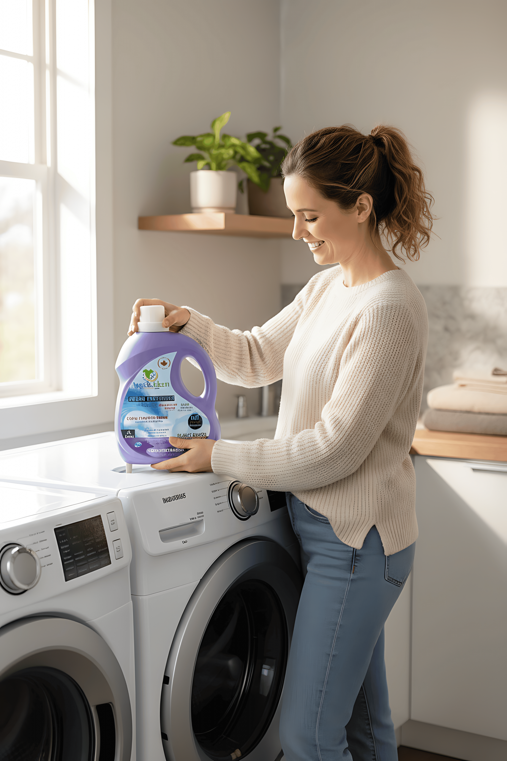 AngelicKleen Ocean Freshness plant-based liquid laundry detergent 2L bottle with fresh ocean scent HE compatible